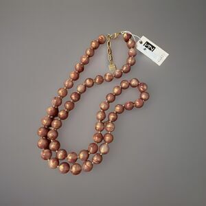 Zenzii Berry Marbled Beads Single Strand Necklace NWT $44 Logo Tag Heavy